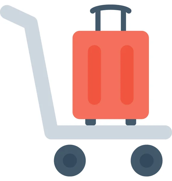 Luggage Trolley Flat Vector Icon — Stock Vector