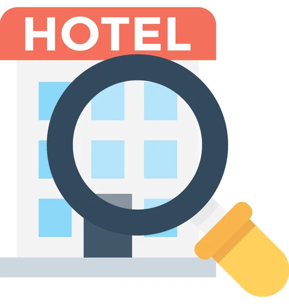 Search Hotel Flat Vector Icon — Stock Vector