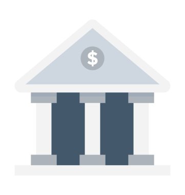bank düz vektör simgesi