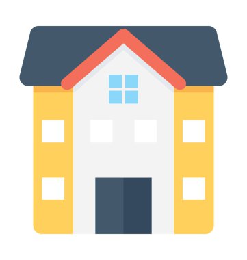 Otel düz vektör simgesi