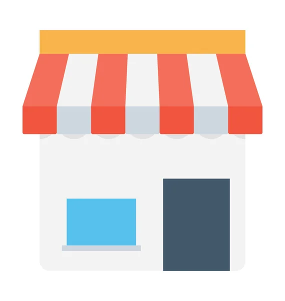 Straat Shop Platte Vector Icon — Stockvector