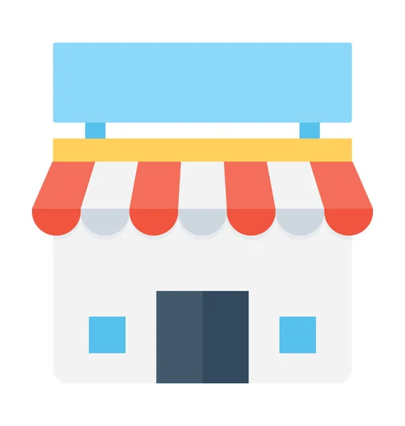 Straat Shop Platte Vector Icon — Stockvector