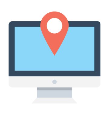 Online harita düz vektör simgesi