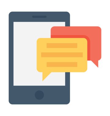 Mobil sohbet düz vektör simgesi