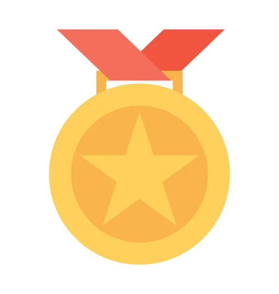 Αστέρι Μετάλλιο Επίπεδη Διάνυσμα Εικονίδιο — Διανυσματικό Αρχείο