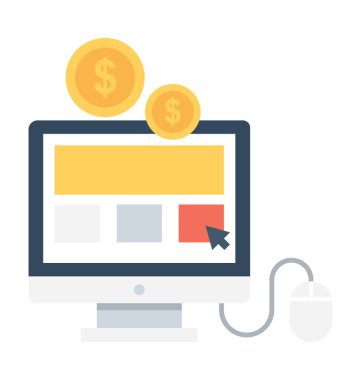 Online kazanç düz vektör simgesi