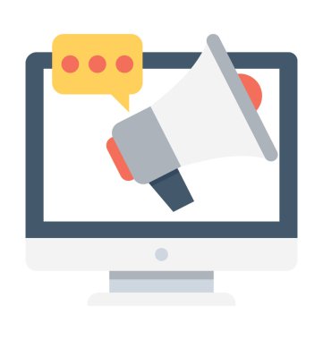 Online Reklam düz vektör simgesi