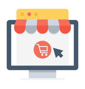 çevrimiçi alışveriş düz vektör simgesi