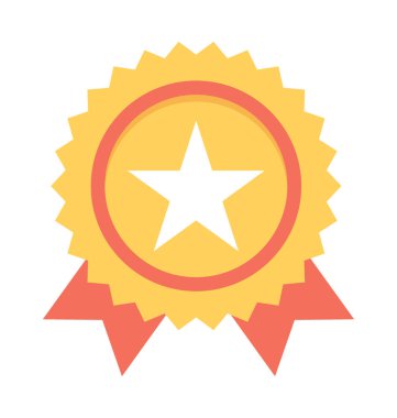 Ödülü rozet düz vektör simgesi