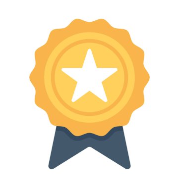 Ödülü rozet düz vektör simgesi