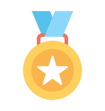 Yıldız madalya düz vektör simgesi