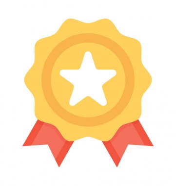 Ödülü rozet düz vektör simgesi