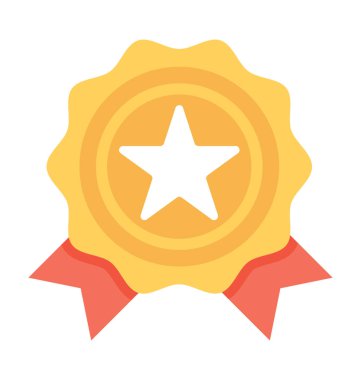 Ödülü rozet düz vektör simgesi