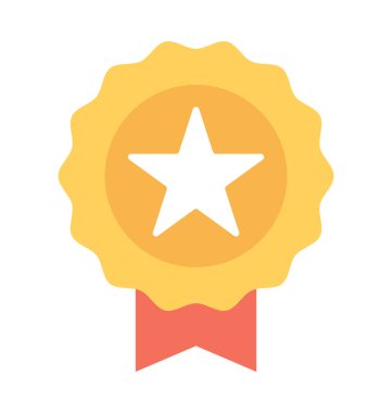 Ödülü rozet düz vektör simgesi