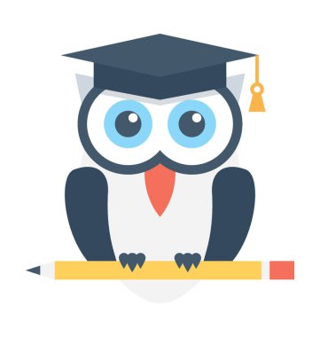 Baykuş düz vektör simgesi