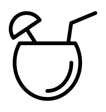 Hindistan cevizi içki düz vektör simgesi