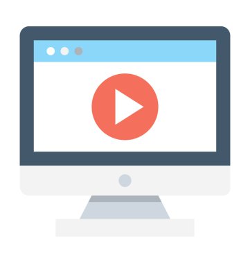 Video akış düz vektör simgesi