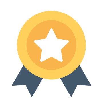 Yıldızlı rozet düz vektör simgesi