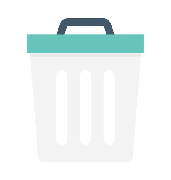 Trash Bin Flat Vector Icon — Stock Vector