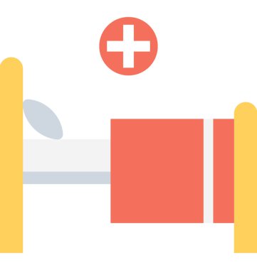 Hastane yatak düz vektör simgesi