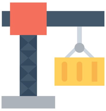 Konteyner Vinç düz vektör simgesi