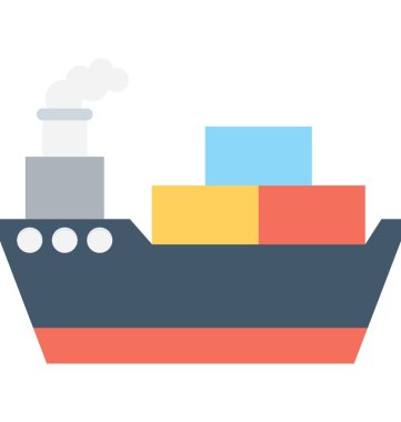 Sevkiyat tekne düz vektör simgesi