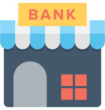 bank düz vektör simgesi