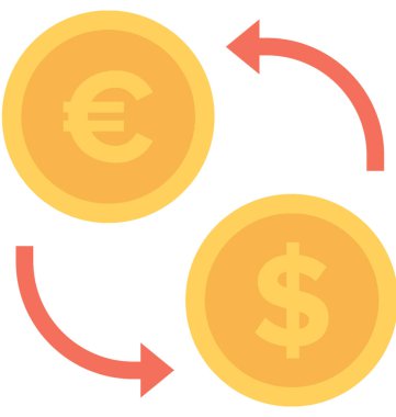 Para Döviz düz vektör simgesi