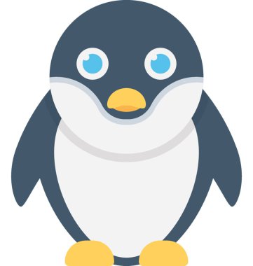 Penguen düz vektör simgesi