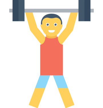 Vücut geliştirmeci düz vektör simgesi