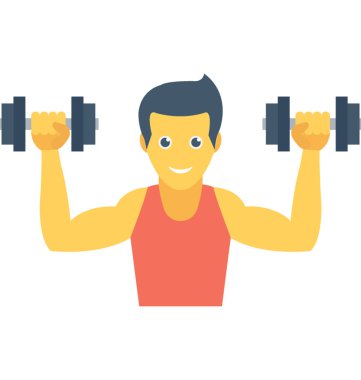 Vücut geliştirmeci düz vektör simgesi