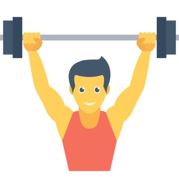 Vücut geliştirmeci düz vektör simgesi