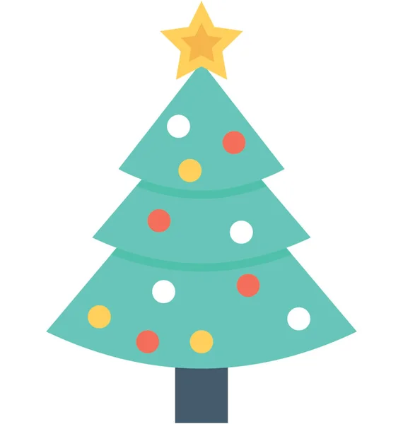 Noel Ağacı Düz Vektör Simgesi — Stok Vektör