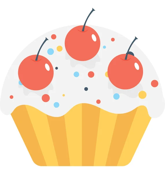 Cupcake Plana Vector Ícone —  Vetores de Stock