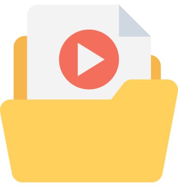 Video klasör düz vektör simgesi