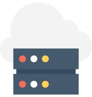 Sunucu bulut düz vektör simgesi