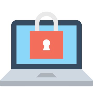 Dizüstü bilgisayar güvenliği düz vektör simgesi