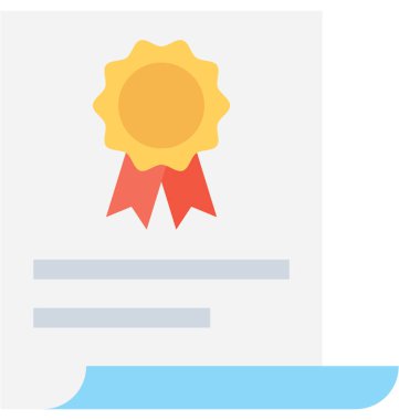 Sertifika düz vektör simgesi