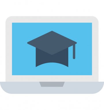 Uzaktan eğitim düz vektör simgesi