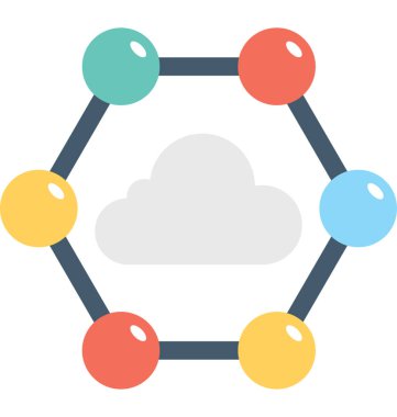 Bulut ağ düz vektör simgesi