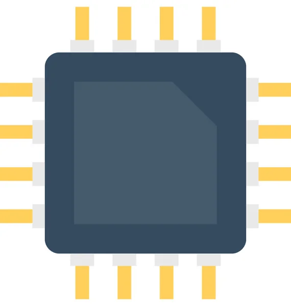 Ikon Vektor Mikroprosesor Datar - Stok Vektor