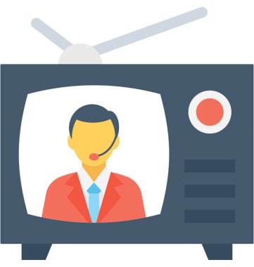 Televizyon düz vektör simgesi