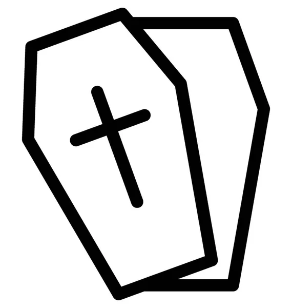 Coffin Plano Vector Icono — Vector de stock
