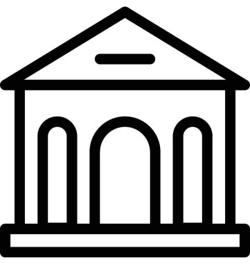 Banka Binası düz vektör simgesi