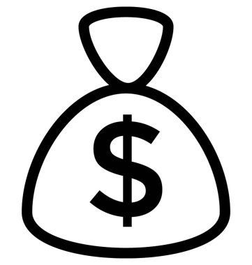 Doları çuval düz vektör simgesi