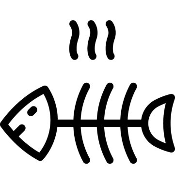 Balık düz vektör simge kemik