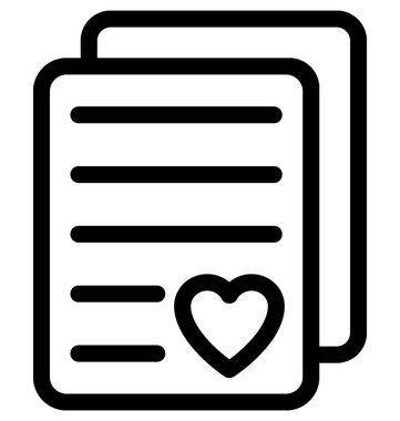 Aşk mektubu vektör satırı simgesi