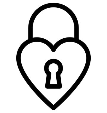 Kalp kilidi vektör satırı simgesi