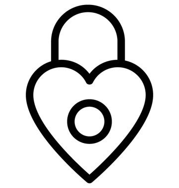 Kalp kilidi vektör satırı simgesi