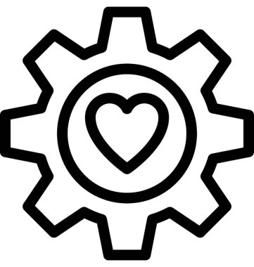 Dişli kalp vektör satırı simgesi